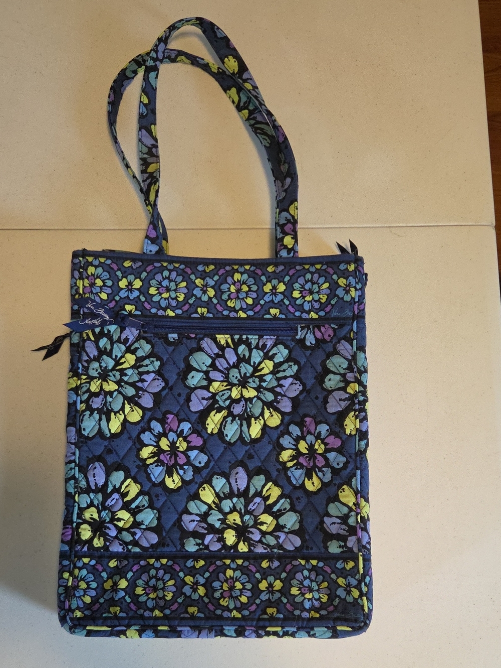 Vera Bradley Navy Quilted Floral Computer Tote